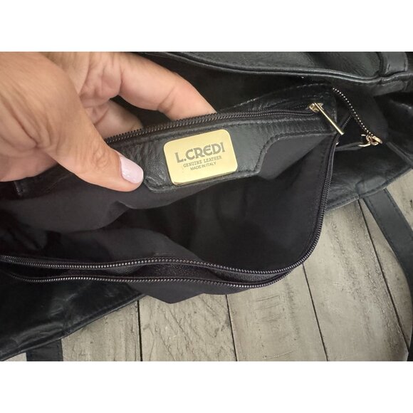 L. CREDI LARGE BLACK SHOULDER BAG - Picture 9 of 9